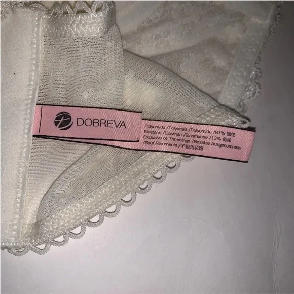 Dobreva Womens Lace Bralette Crop Top Bra High Neck Underwire Padded Bustier 32C - Picture 3 of 3